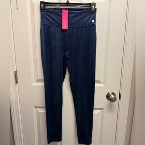 NWT Lilly Pulitzer Myria velour leggings size M High Tide Navy